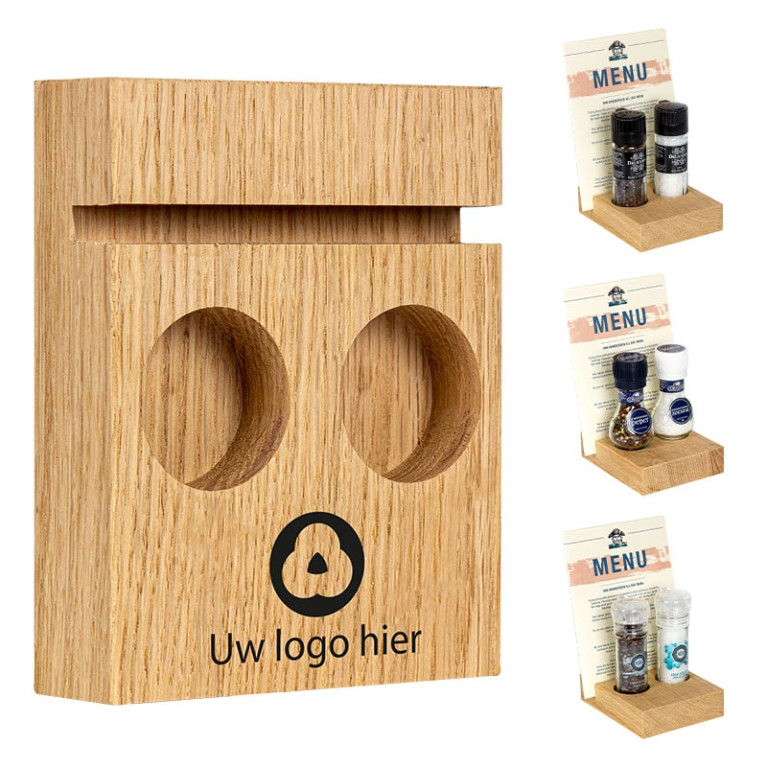 BLOC Solid - Menukaarthouder Eikenhout met Logo