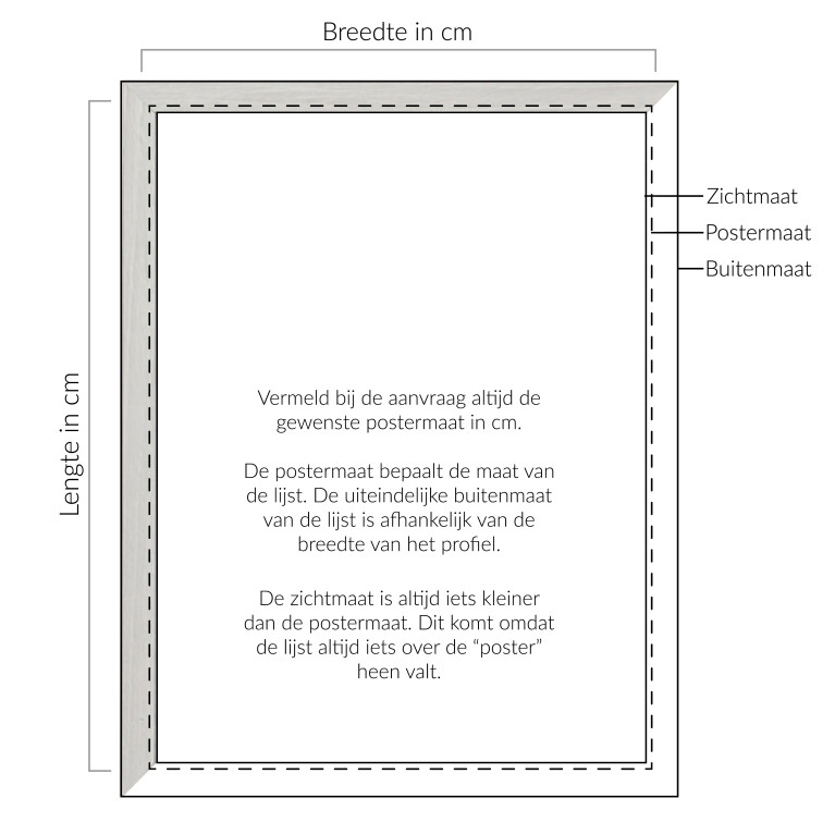 Wissellijst Hout Eiken Wit Breed - Maatwerk 