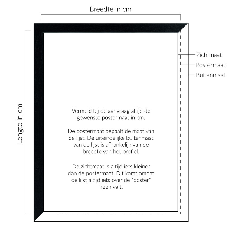 Wissellijst Hout Zwart Breed - Maatwerk