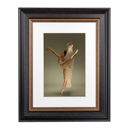 Fotolijst Mozart Zwart/Goud 60x80 cm - Art Print en Passe Partout