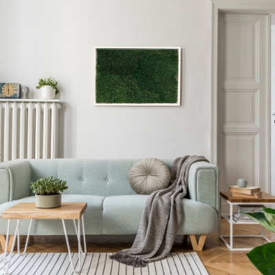 Sfeerimpressie mos schilderij lappenmos blank